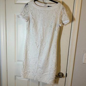 Chaps Lace White Dress